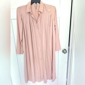 ASOS light pink elastic waist button front dress size 6